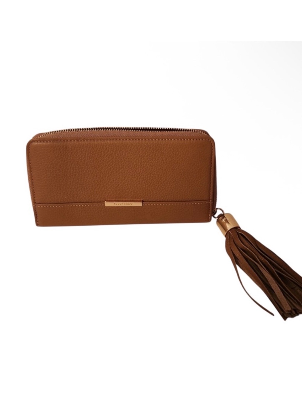 See By Chloé Vicky Brown Zip-Around textured Leather Wallet with Tassel. NWOT